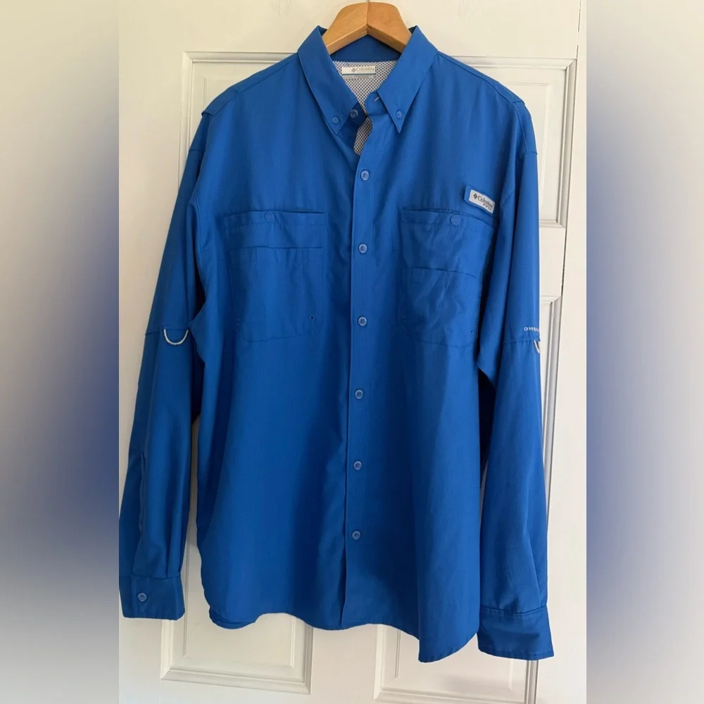 2 Columbia PFG Omni shade button up multi pocket long sleeve shirt - Picture 9 of 15
